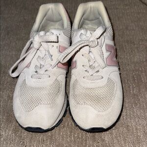 New Balance Kids' White & Pink Athletic Sneakers
